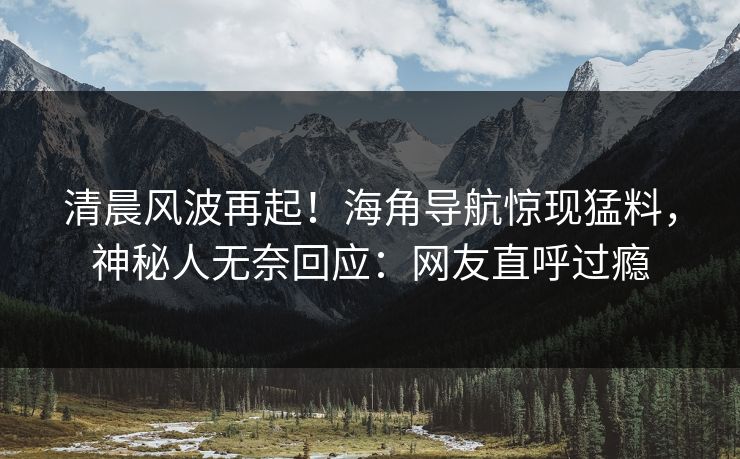 清晨风波再起！海角导航惊现猛料，神秘人无奈回应：网友直呼过瘾