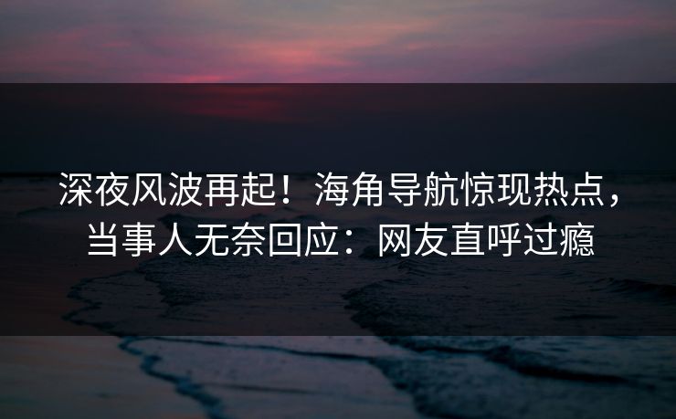 深夜风波再起！海角导航惊现热点，当事人无奈回应：网友直呼过瘾