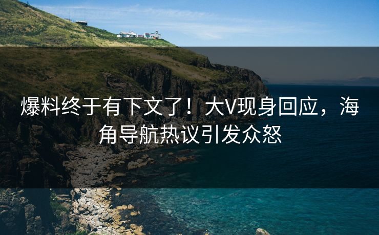爆料终于有下文了！大V现身回应，海角导航热议引发众怒
