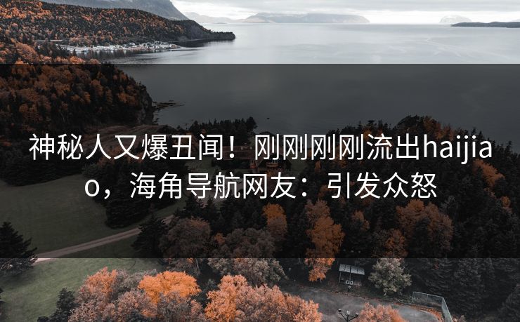 神秘人又爆丑闻！刚刚刚刚流出haijiao，海角导航网友：引发众怒