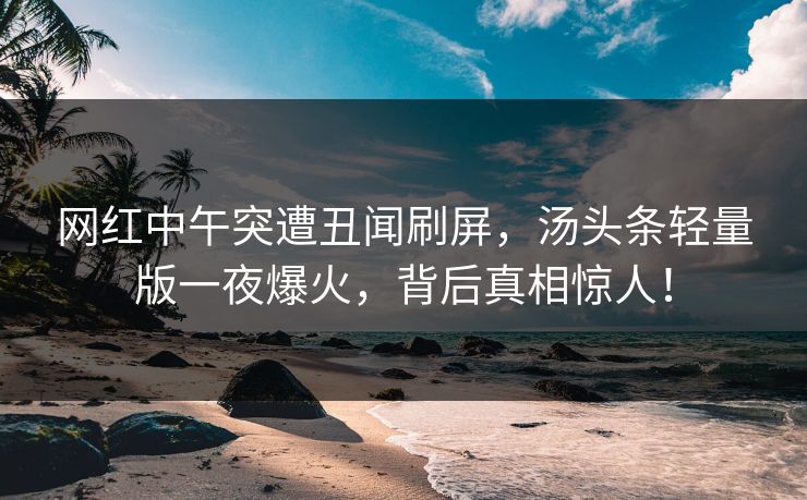 网红中午突遭丑闻刷屏，汤头条轻量版一夜爆火，背后真相惊人！
